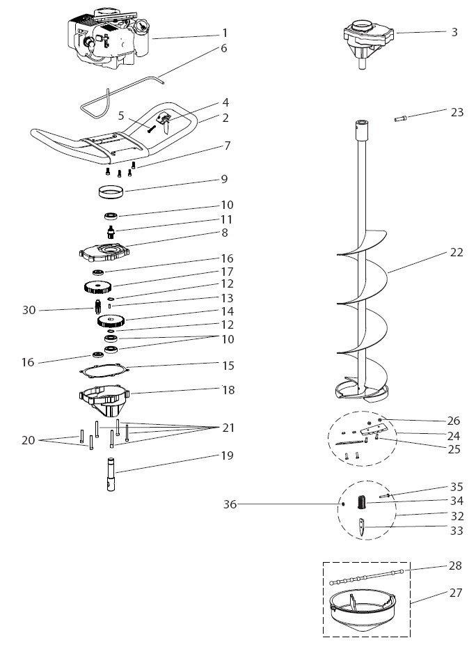 Eskimo Stingray 33cc Ice Auger Repair Parts