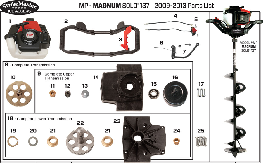 Strikemaster MP (Magnum) Solo 137 Series 2009-2013 Ice Auger Parts